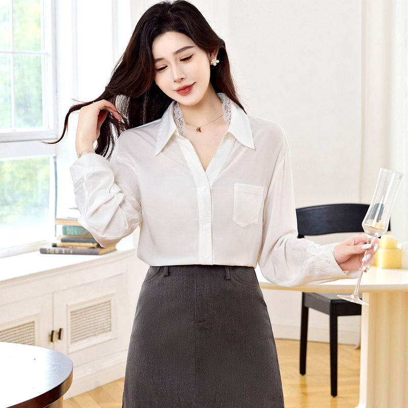 Pseudo-two Casual tops loose spring shirt for women