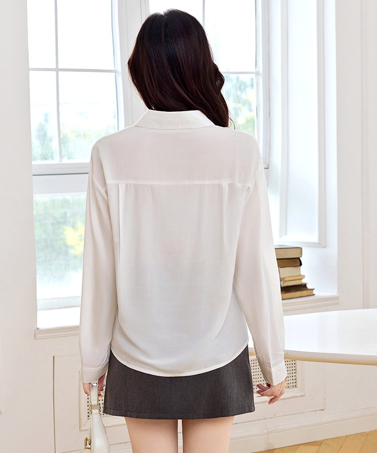 Pseudo-two Casual tops loose spring shirt for women