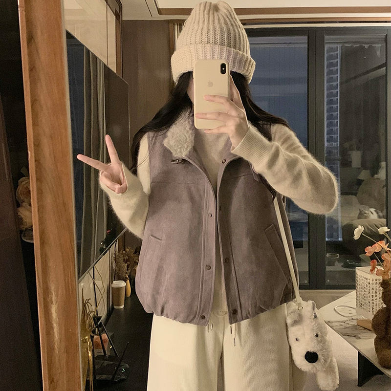 Fashion plus cotton coat suede thermal waistcoat for women