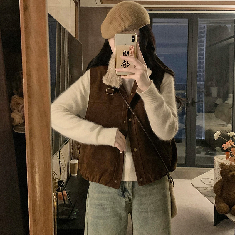 Fashion plus cotton coat suede thermal waistcoat for women