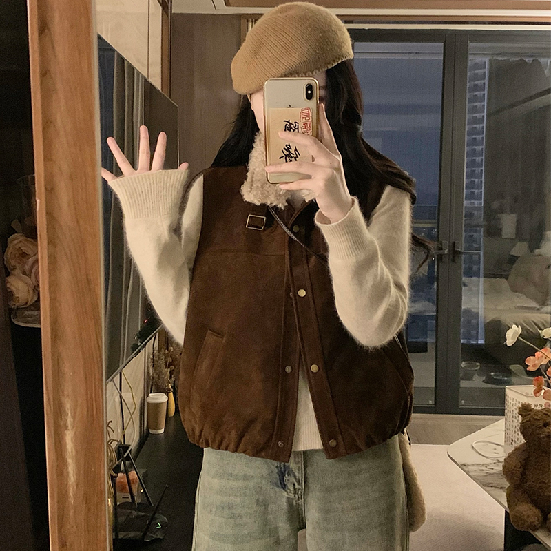 Fashion plus cotton coat suede thermal waistcoat for women