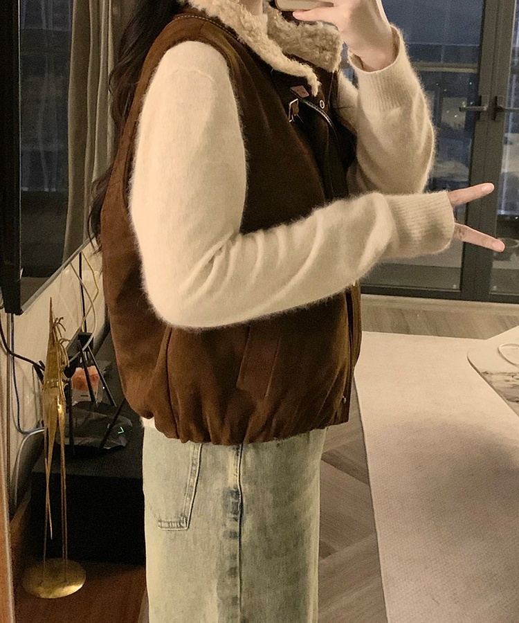 Fashion plus cotton coat suede thermal waistcoat for women