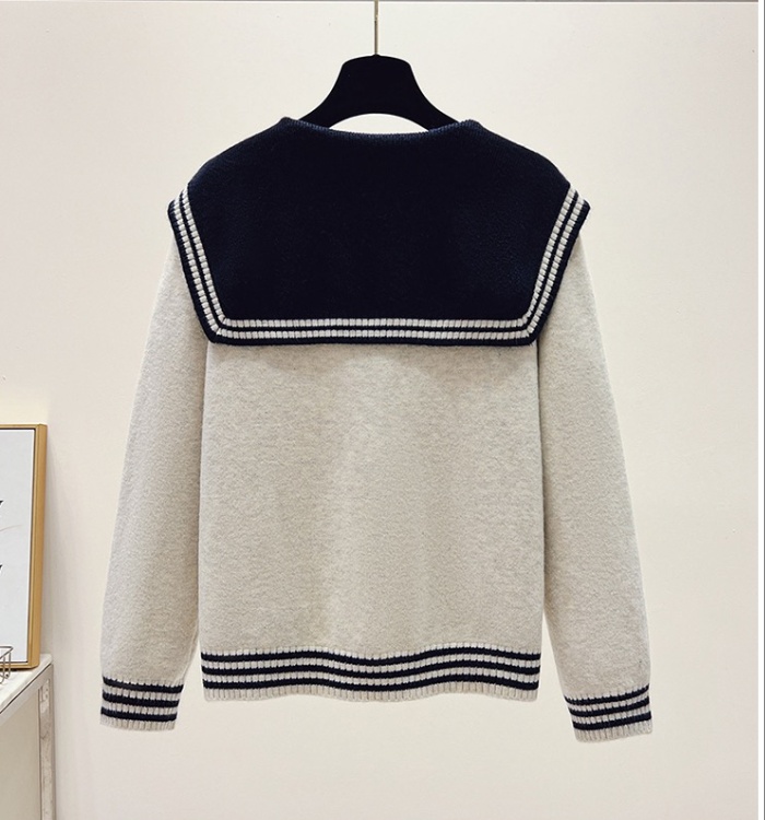 Navy collar sweater spring cardigan