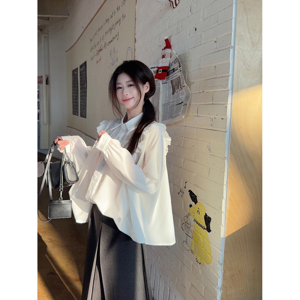 Spring niche Casual shirt splice Korean style tops