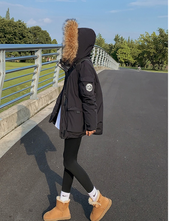 Winter coat large fur collar work clothing for women