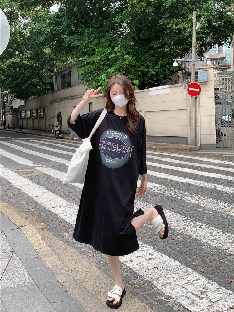 Exceed knee fashion summer dress loose long T-shirt