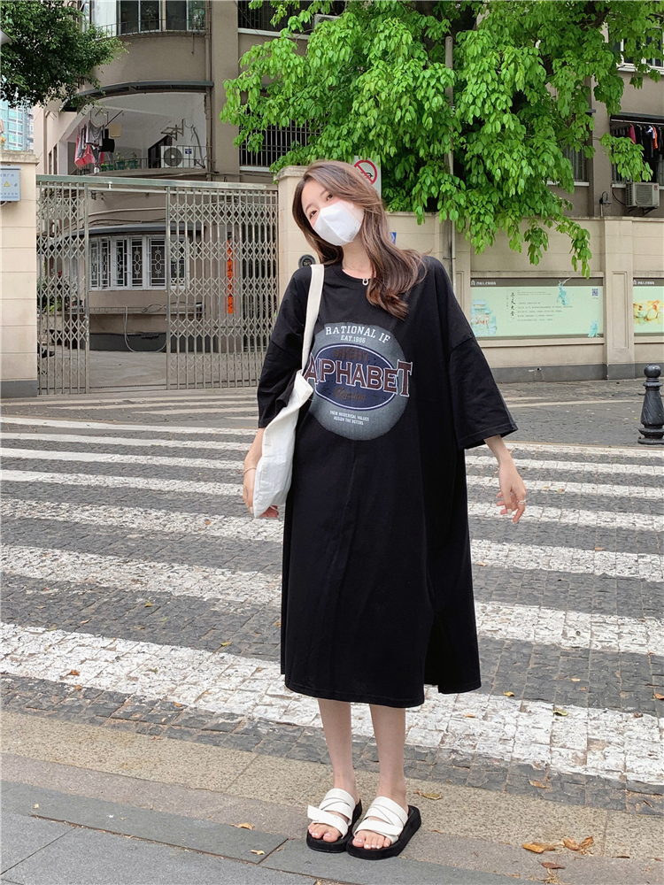 Exceed knee fashion summer dress loose long T-shirt