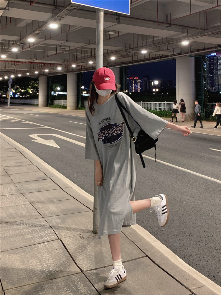 Exceed knee fashion summer dress loose long T-shirt
