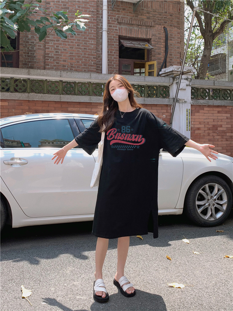 Loose long dress summer short sleeve T-shirt