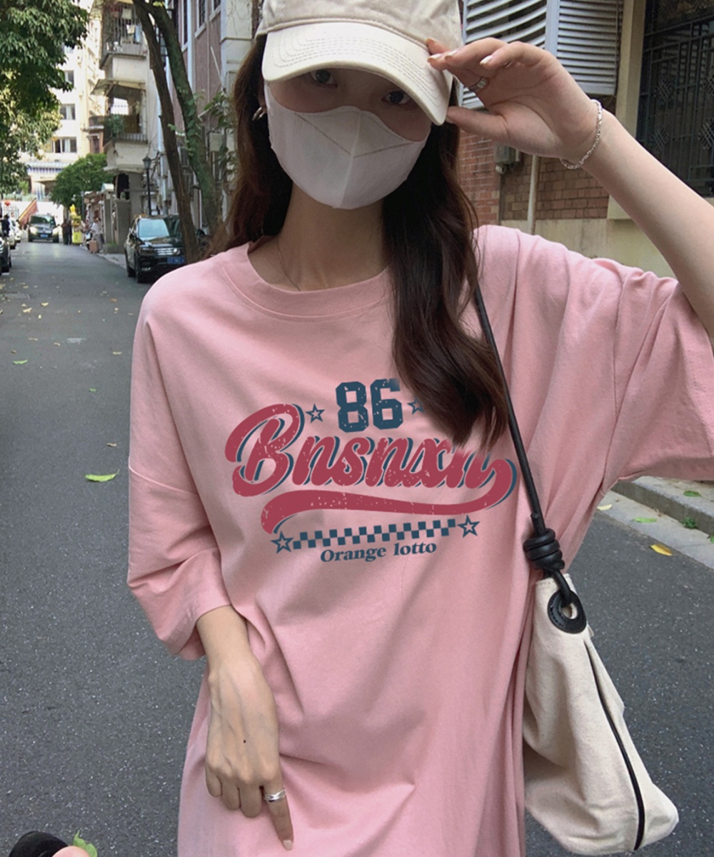 Loose long dress summer short sleeve T-shirt