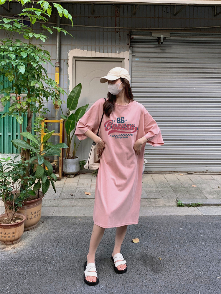 Loose long dress summer short sleeve T-shirt