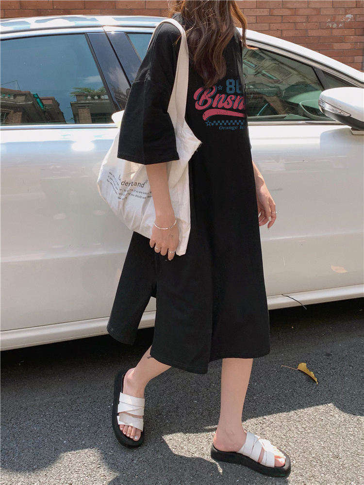 Loose long dress summer short sleeve T-shirt