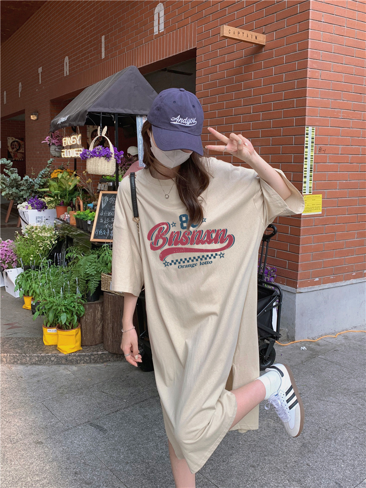 Loose long dress summer short sleeve T-shirt