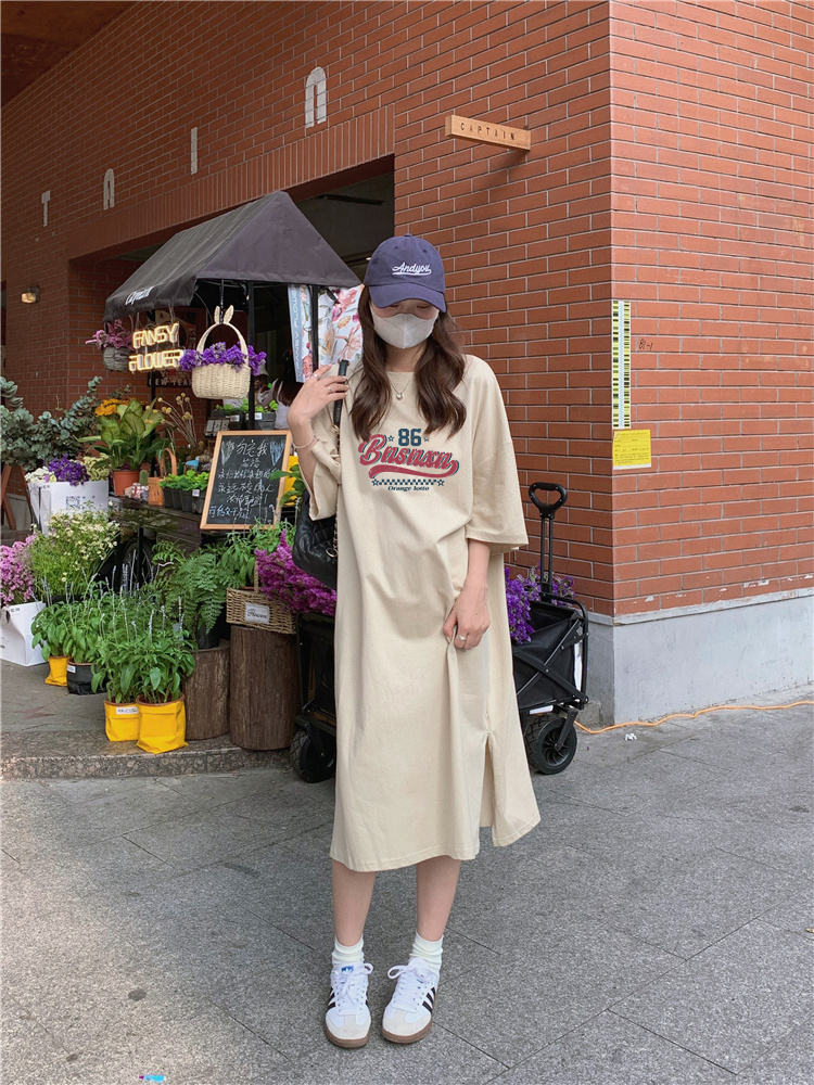 Loose long dress summer short sleeve T-shirt