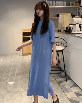 Exceed knee summer Casual pure dress for women