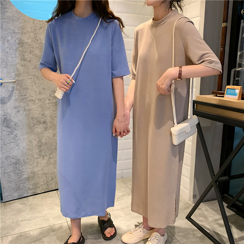 Exceed knee summer Casual pure dress for women