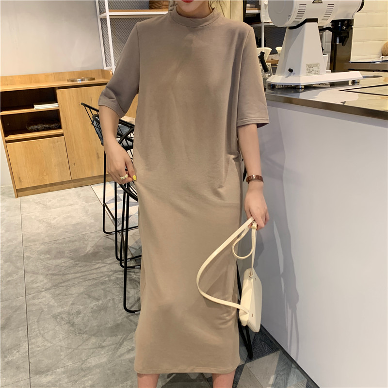 Exceed knee summer Casual pure dress for women