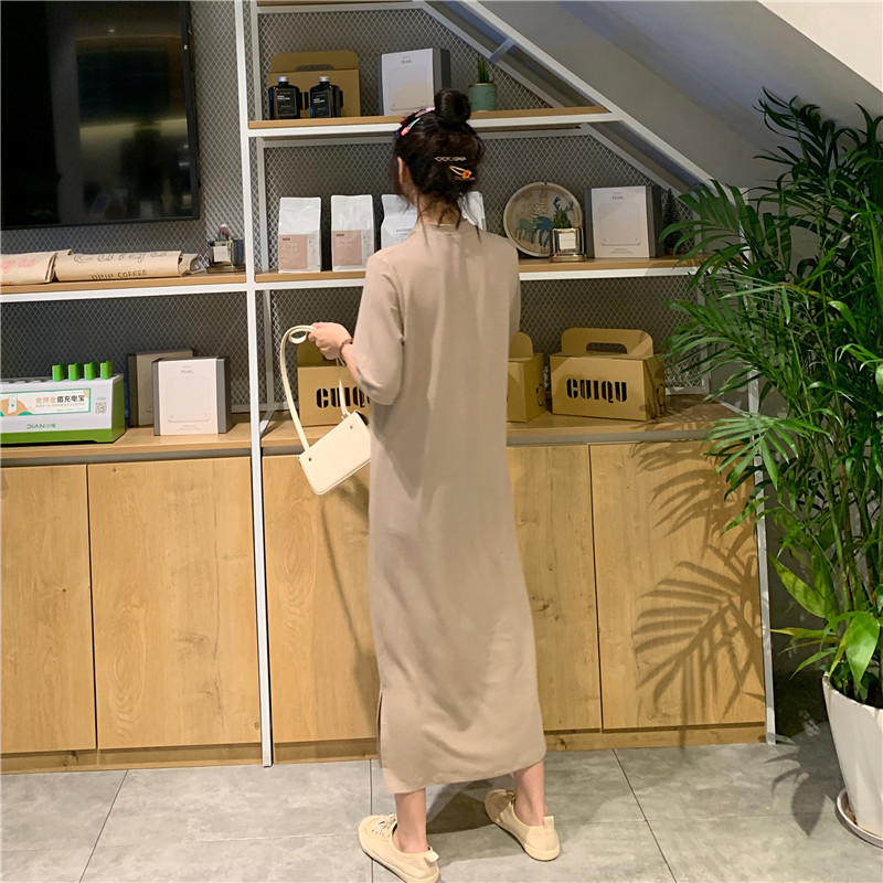 Exceed knee summer Casual pure dress for women