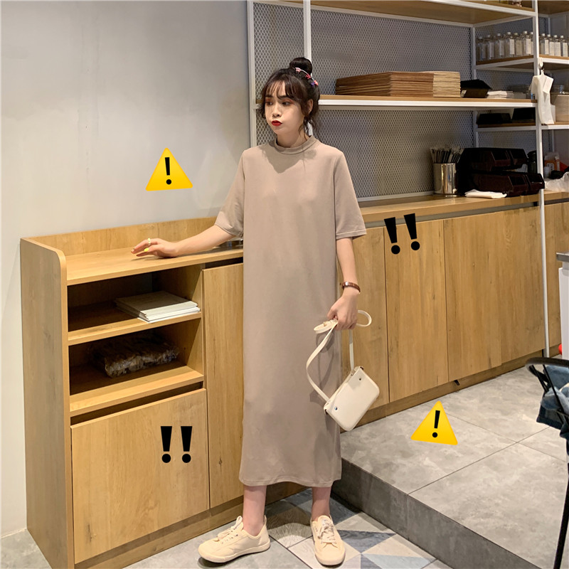 Exceed knee summer Casual pure dress for women