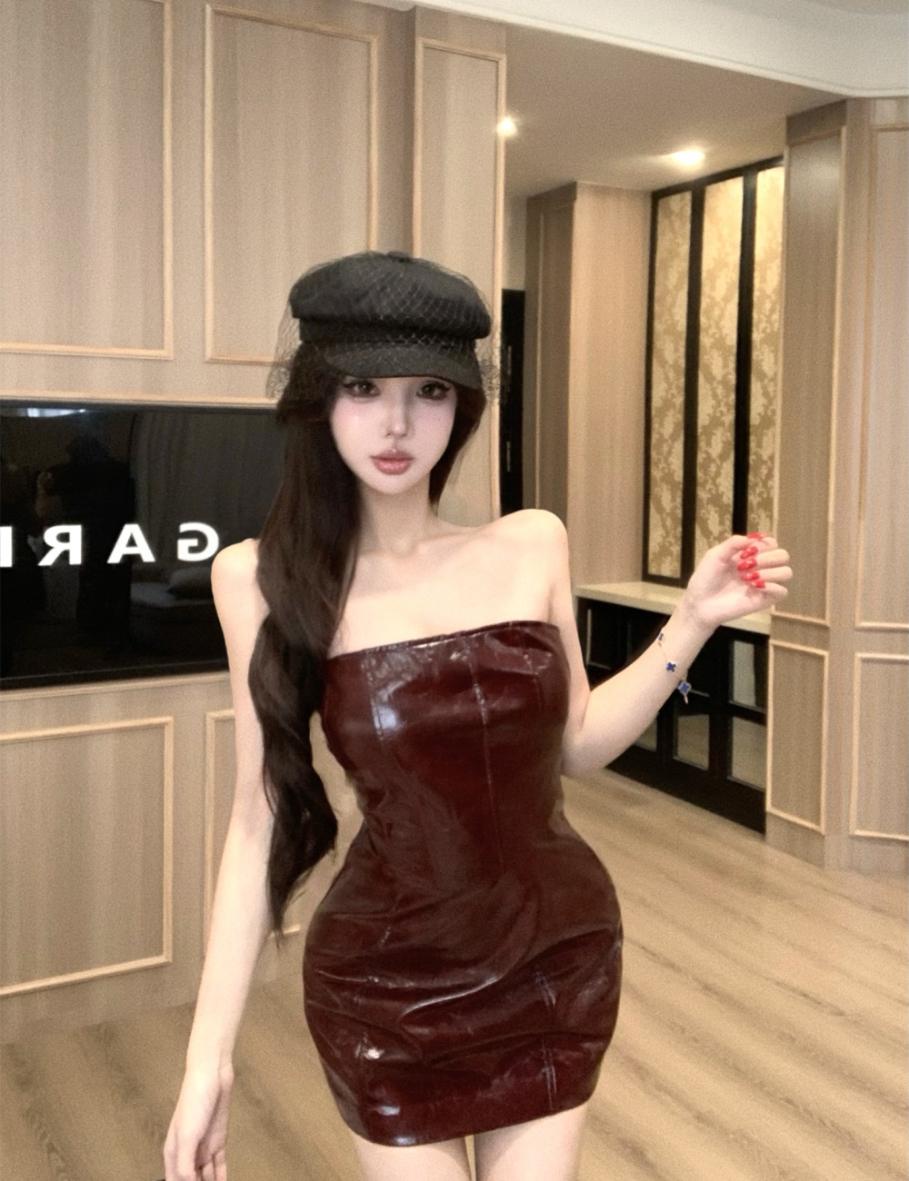 Wrapped chest pinched waist sexy dress