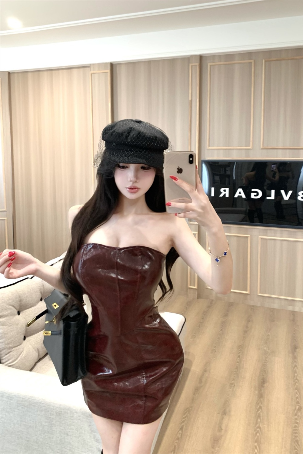 Wrapped chest pinched waist sexy dress