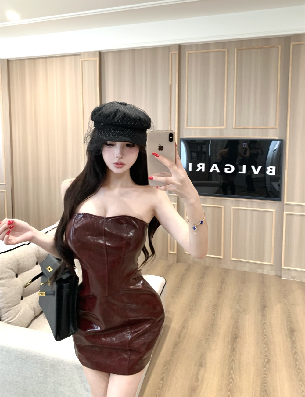 Wrapped chest dress pinched waist tops 2pcs set for women