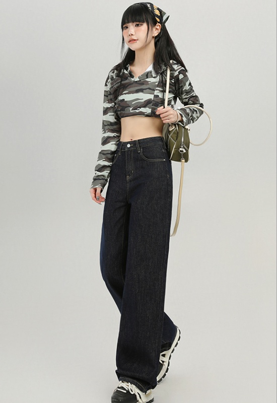 Wide leg mopping long pants lengthen pants