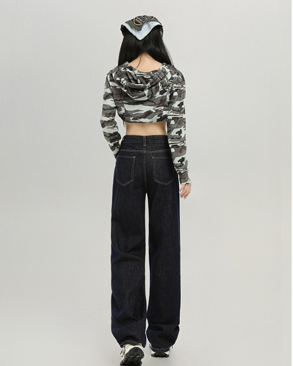 Wide leg mopping long pants lengthen pants