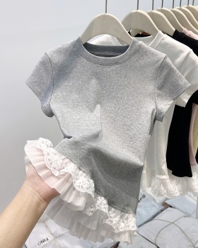 White sweet spicegirl slim enticement short sleeve T-shirt