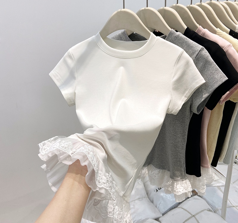 White sweet spicegirl slim enticement short sleeve T-shirt