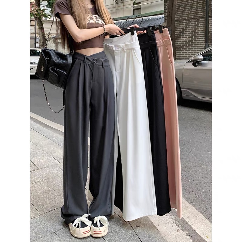Drape wide leg pants high waist suit pants