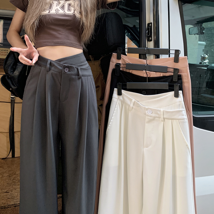 Drape wide leg pants high waist suit pants