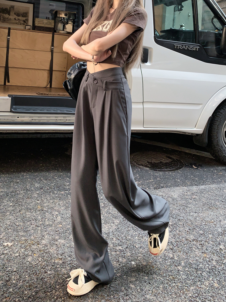 Drape wide leg pants high waist suit pants