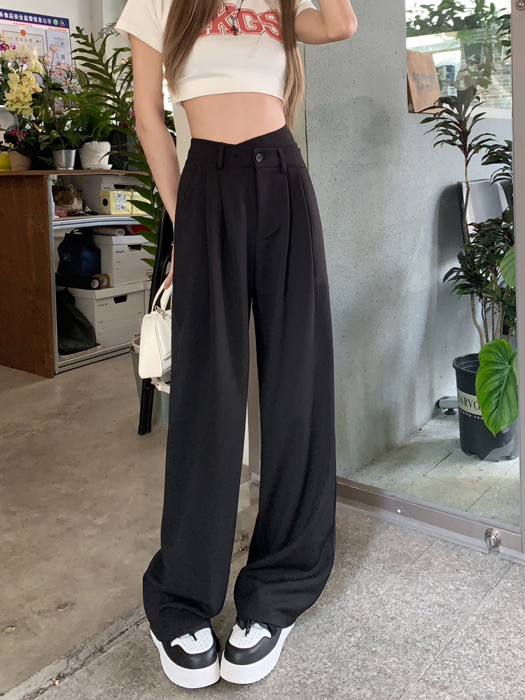 Drape wide leg pants high waist suit pants