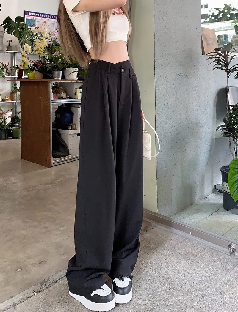 Drape wide leg pants high waist suit pants