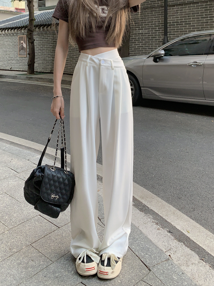 Drape wide leg pants high waist suit pants