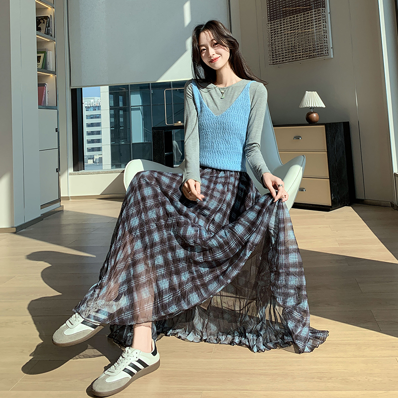 Long A-line lazy big skirt irregular skirt for women