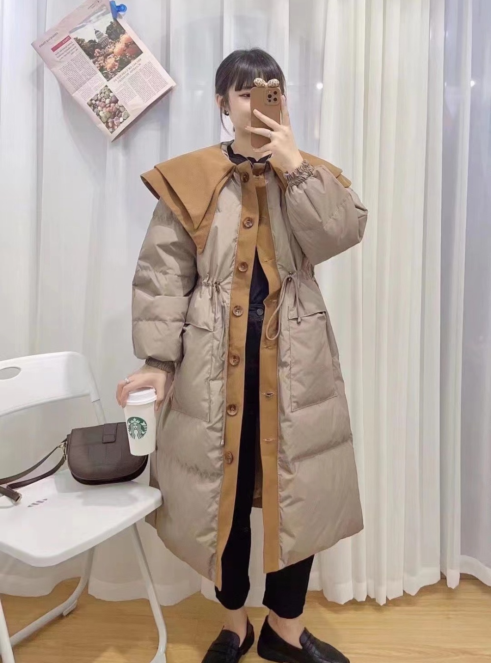 Winter mixed colors down coat for women