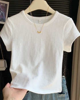 Round neck short sleeve T-shirt summer slim tops