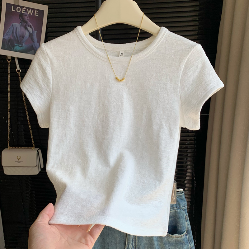 Round neck short sleeve T-shirt summer slim tops