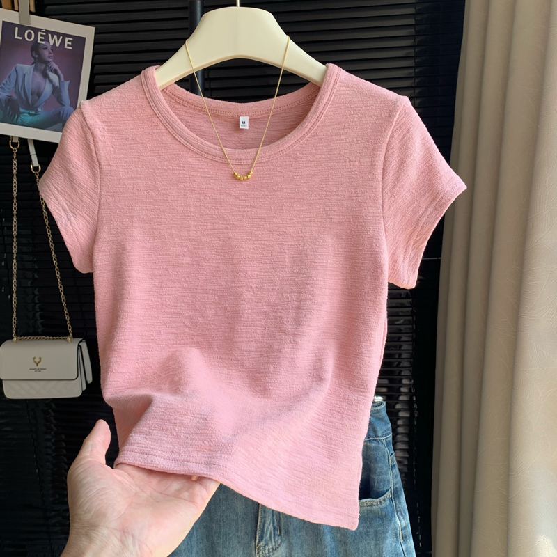 Round neck short sleeve T-shirt summer slim tops