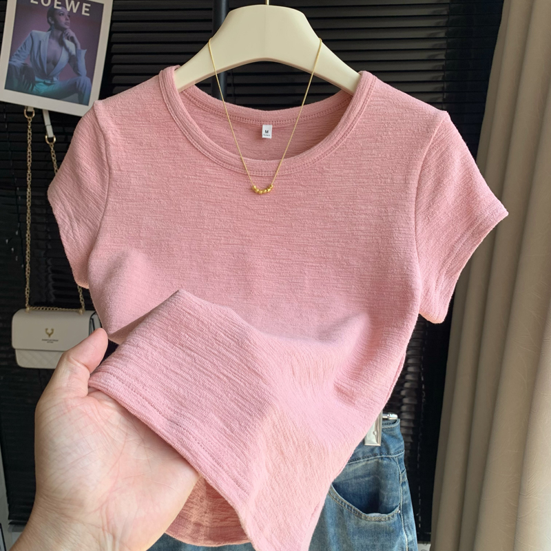 Round neck short sleeve T-shirt summer slim tops