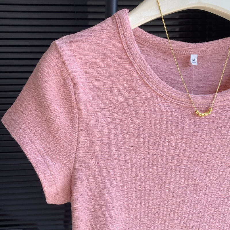 Round neck short sleeve T-shirt summer slim tops