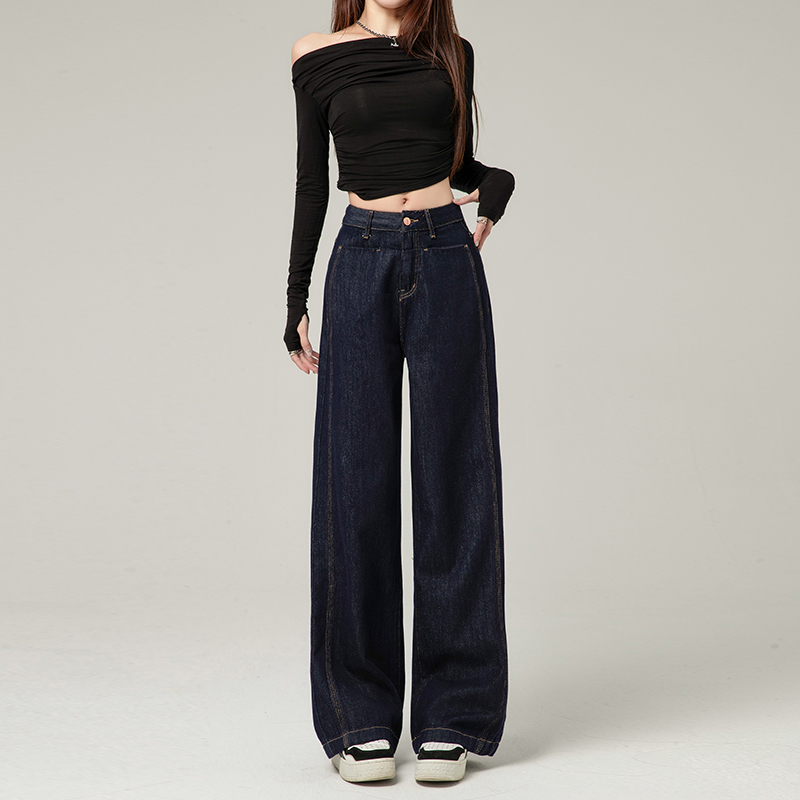 Lengthen spring wide leg pants drape jeans for women
