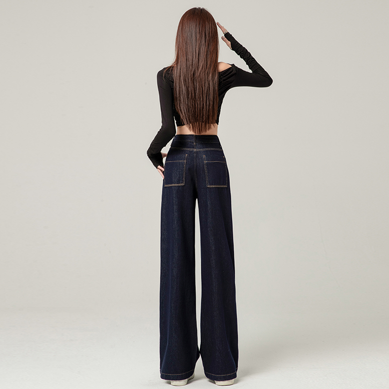 Lengthen spring wide leg pants drape jeans for women