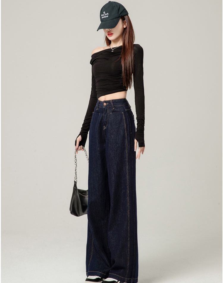 Lengthen spring wide leg pants drape jeans for women