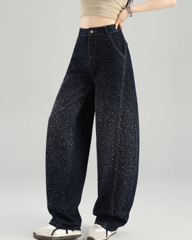 Niche wide leg jeans dazzle slim pants for women