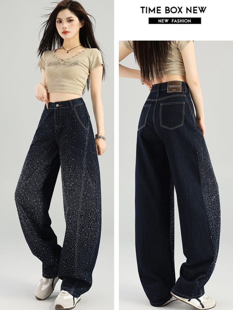 Niche wide leg jeans dazzle slim pants for women