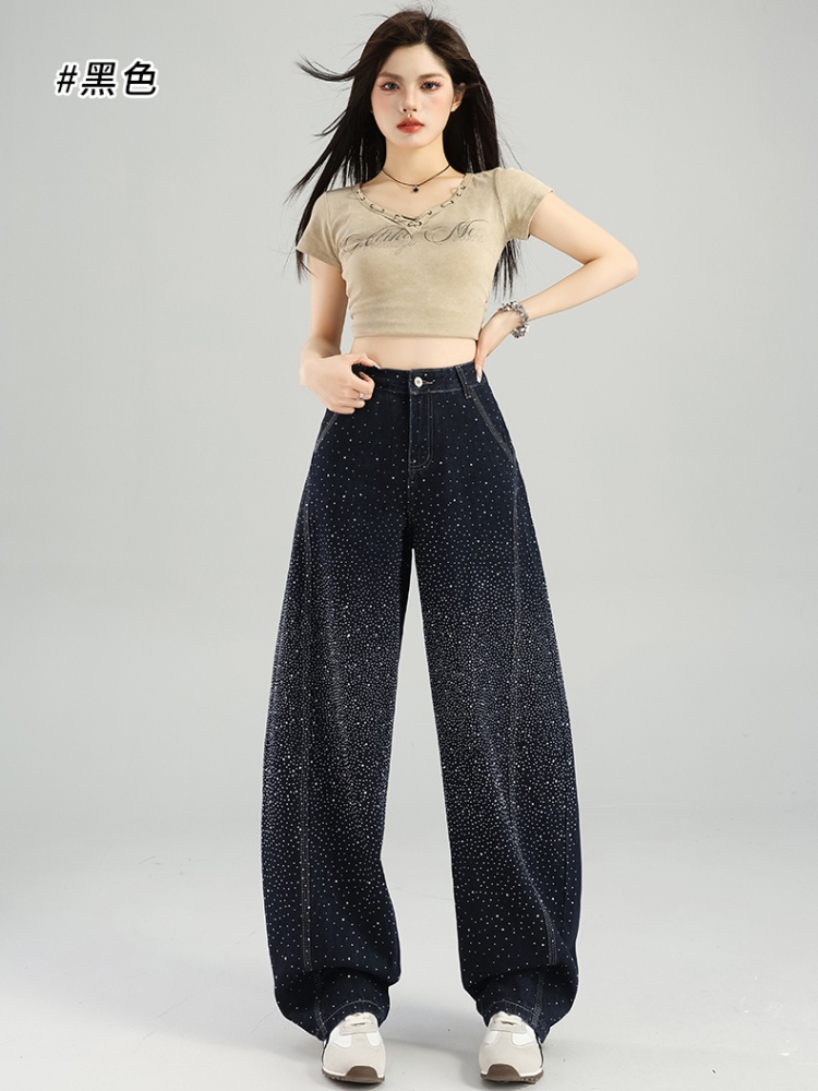 Niche wide leg jeans dazzle slim pants for women