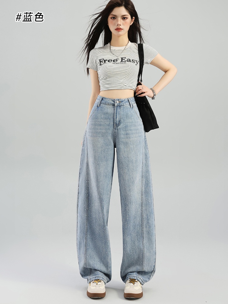 Niche wide leg jeans dazzle slim pants for women